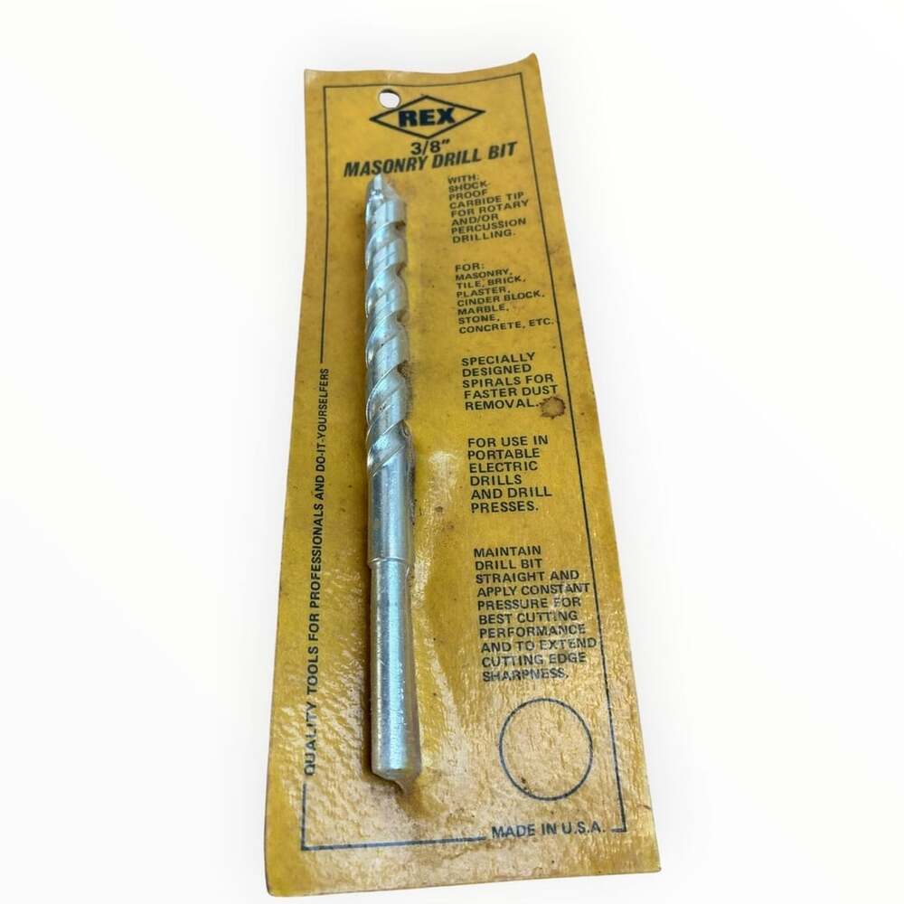 REX Masonry Drill Bit 3/8" Carbide Tip Vintage Made in USA New